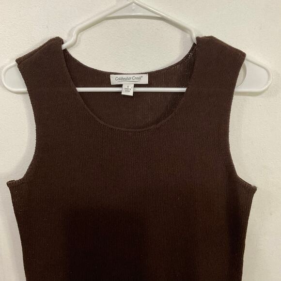 Coldwater Creek Dark Brown Knit Sleeveless Top Size Small Cottagecore - Picture 3 of 5